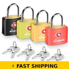 GIVERARE 4 Pack TSA Approved Travel Locks with Keys, Brass Padlocks