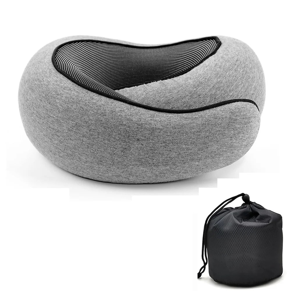 Almohada de viaje para el cuello, espuma viscoelástica, almohada en forma de U,