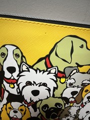 Marc Tetro My Dogs Yellow Dog Print Cosmetic Bag PVC Zip Travel Makeup Pouch
