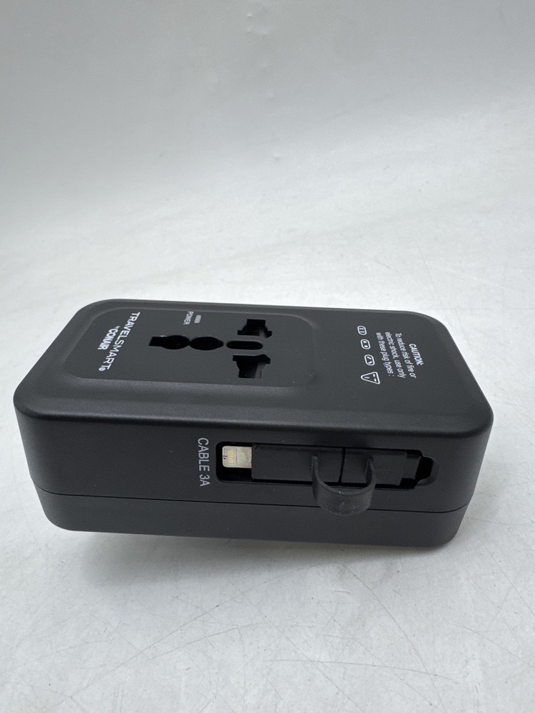 CONAIR TRAVEL SMART DOES-IT-ALL ADAPTER WITH CABLES & USB-A & C PORTS – BLACK