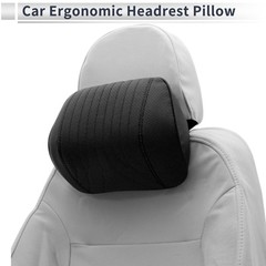 Car Headrest Pillow Ergonomic Seat Headrest Leather Memory Foam Black 1 Pcs