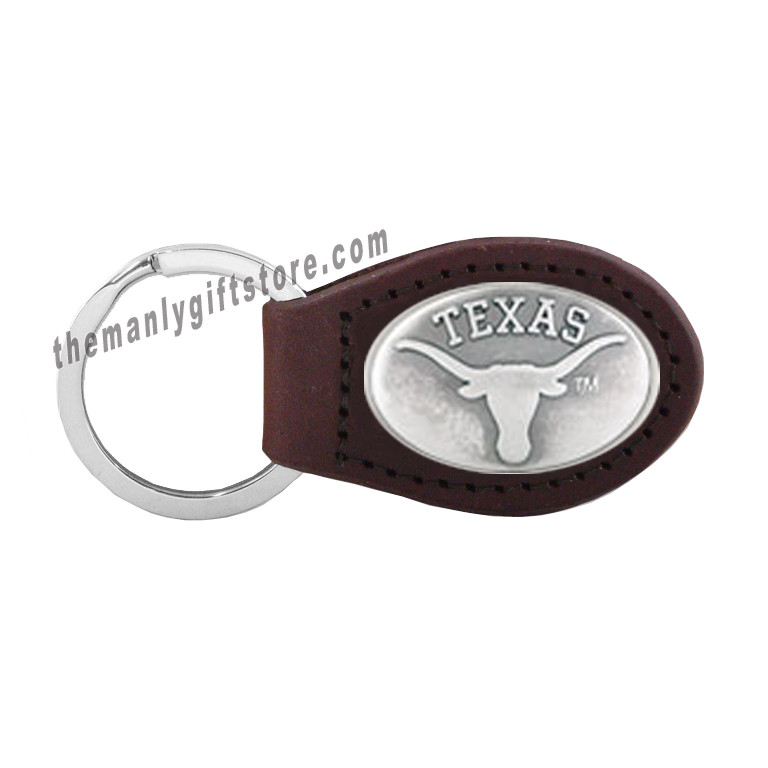 NCAA Texas Longhorns Zep-Pro Leather Concho Key Fob brown keychain