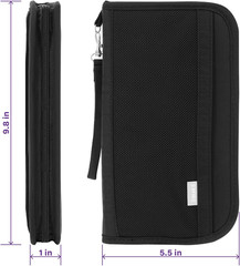 Fosmon Passport Bag, RFID Blocking Travel Document Organizer, Black | Polyester