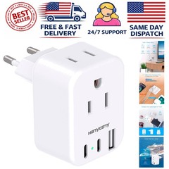 USB Type-C Travel Plug Adapter – 2500W Capacity for , Ideal for Tourists