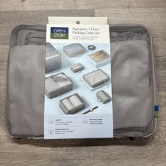Open Story 7-Piece Packing Cube Set 100% Recycled Polyester Cube Aqua Blue