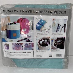Travel Dresser Pouch Cosmetic Toiletry Drawstring Bag W/ Mini Pouch Aqua NIP