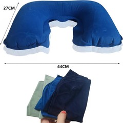Portable U Shape Inflatable Travel Pillow Neck Support Air Cushion Pink 44x27cm