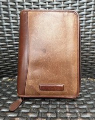 Vintage LL Bean Brown Leather Traveler Passport / ID Holder/Notebook Zipper