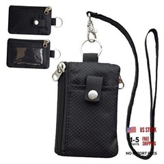 Minimalist RFID Blocking Wallet with ID Window,WaterResistant Zip Small Black