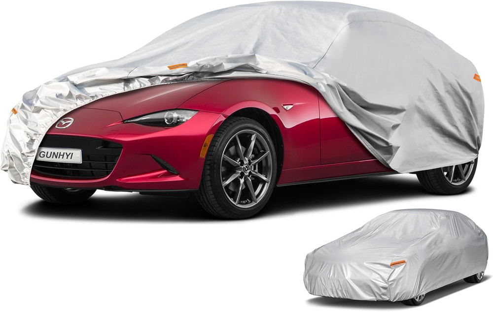 6-Layer Waterproof Car Cover – All-Weather UV, Straps, Fits Roadsters to 163 in