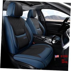 Universal Leather Car Seat Covers | Leatherette Seat Front Pair Navy&Black