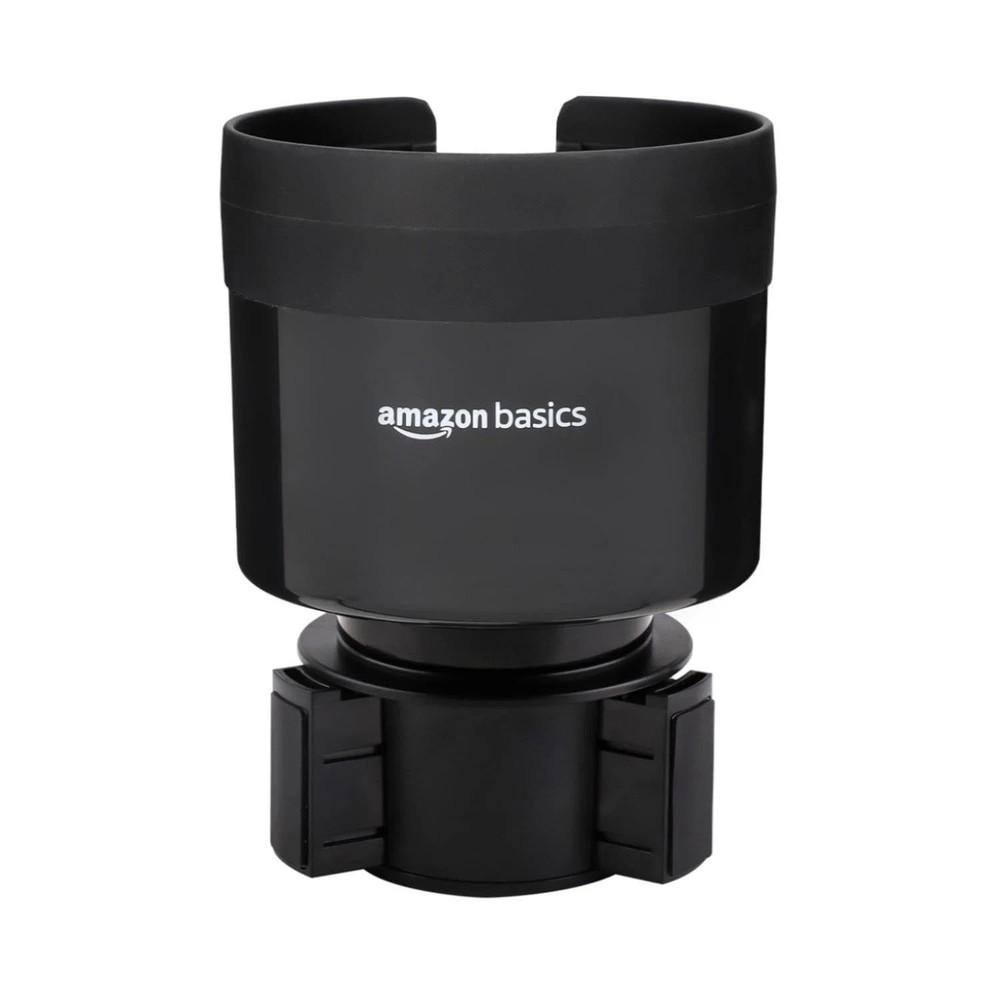 Amazon Basics Car Cup Holder Expander with Adjustable 3.4 to 3.8 in, black