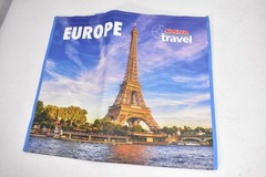 Costco Travel Reusable Tote Bag Blue Europe Eiffel Tower Grocery Carryall