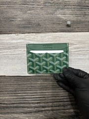 Goyard Green Leather Wallet/Organizer Passport ID Holder with Sleeves