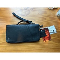 Outback Leather Goods Unisex Travel Passport Wallet 10 x6 Black Cowhide Leather