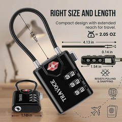 Combination Cable Locks, 3-Digit Code, 6 Pack