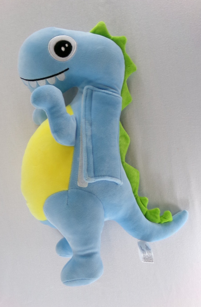 Seat Belt Blue Yellow Green 16″ Dinosaur Pillow Soft Cuddly Plush Animal- EUC
