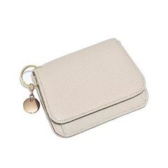 Small Wallet for Women RFID Blocking Genuine Leather Card Case Slim Tri Beige