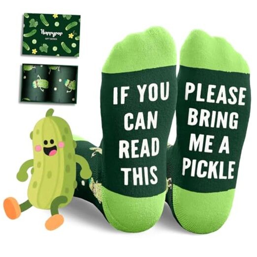 Funny Socks for Men Women – Pickle Cheese Gifts, Bring Me Pickle Dark Green