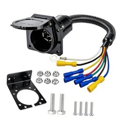 Way 7 Pin Trailer Connector Socket, Vehicle Side Quick Install Pigtail Wiring