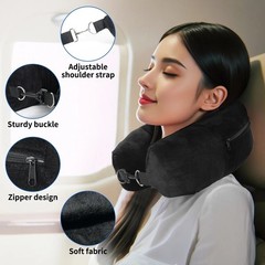 Neck Pillow U-Shaped Pillowcase, Extra Storage Bag for Travel Velvet cover
