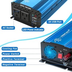 750W Modified Sine Wave Power Inverter DC 12V to AC 110V, Peak 1500 750W-Blue