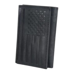 ASAD Leather Slim Everyday Trifold Black Crazy Horse American Flag Design