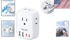 Foldable Travel Power Adapter for : 4 AC & 4 USB Ports – Compact Design