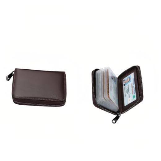 Genuine Leather Credit Card Holder, Wallet Case, Bank Card Case, RFID Coffee