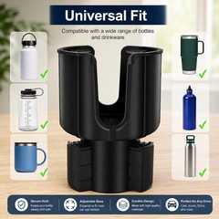 Car Cup Holder Expander Adapter Adjustable Base Fits Yeti Hydro Flask 3.2-3.8″