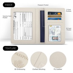 2 Pack Passport Cover With Card Slots RFID Blocking-White&Black