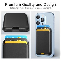 Phone Card Holder, Premium Leather Wallet Stick on, Adhesive Credit Light Pink