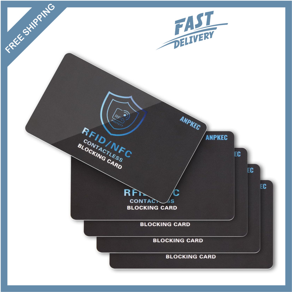 5 Pack RFID Blocking Card – Protects Entire Wallet, NFC Debit & Credit Cards New
