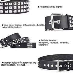 Studded Punk Y2K Goth Belt for Men or Women Black 44in