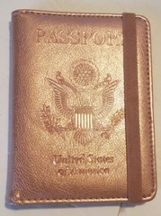 Faux Leather US Passport Cover ID Holder Wallet Travel Case Pink Eagle USA