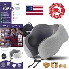 Light Gray Memory Foam Travel Pillow Adjustable Portable Neck Support for Adults