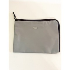 Tumi For Delta Unisex Travel Pouch Toiletry Make-up Zip Bag Gray Purple Lined