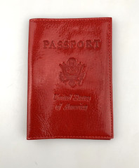 Abas Passport Cover Bifold Red Leather Wallet