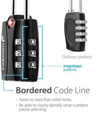 Fosmon TSA Approved Locks for Luggage. 3-Pack / Black, 3 Digit Black 3 Pack