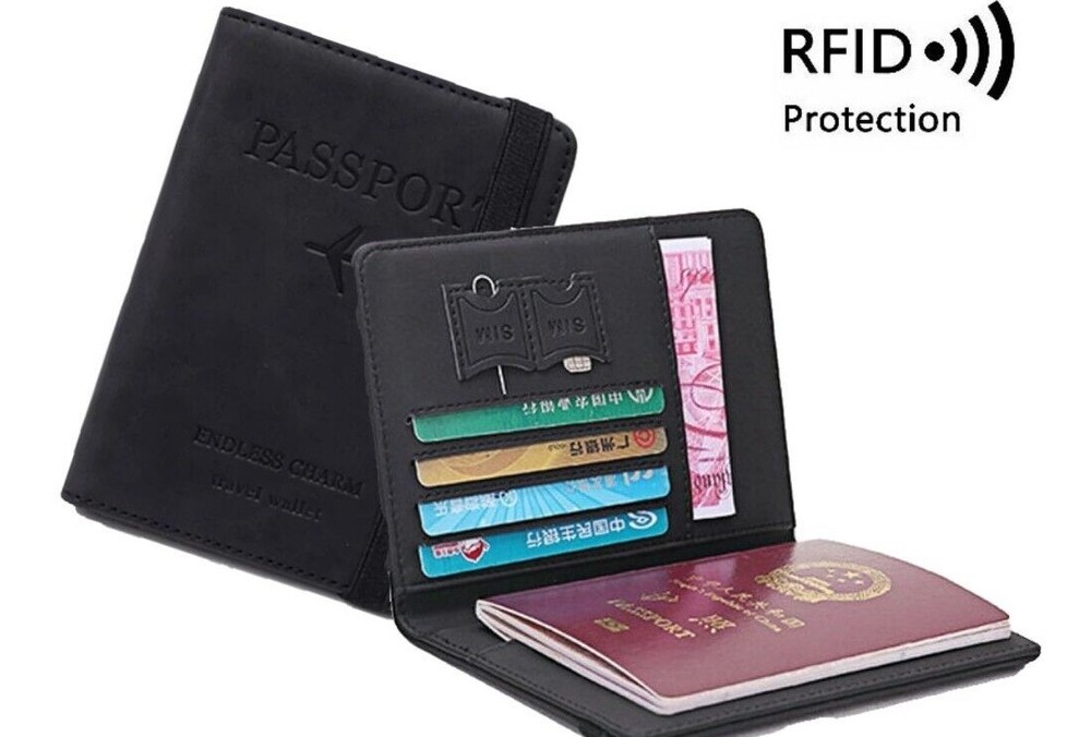 RFID Passport Wallet Credit Card Holder Black Red Gray