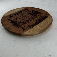 Explore More Vintage 7” X 5/8” Thick Wood Round With VW Van Camping