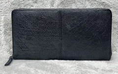 Black Leather Travel Wallet Organizer Zippered Document Holder