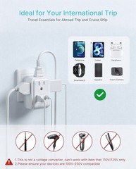 2 Pack European Travel Plug Adapter with 4 AC Outlets & 3 USB Ports (2 USB-C), F