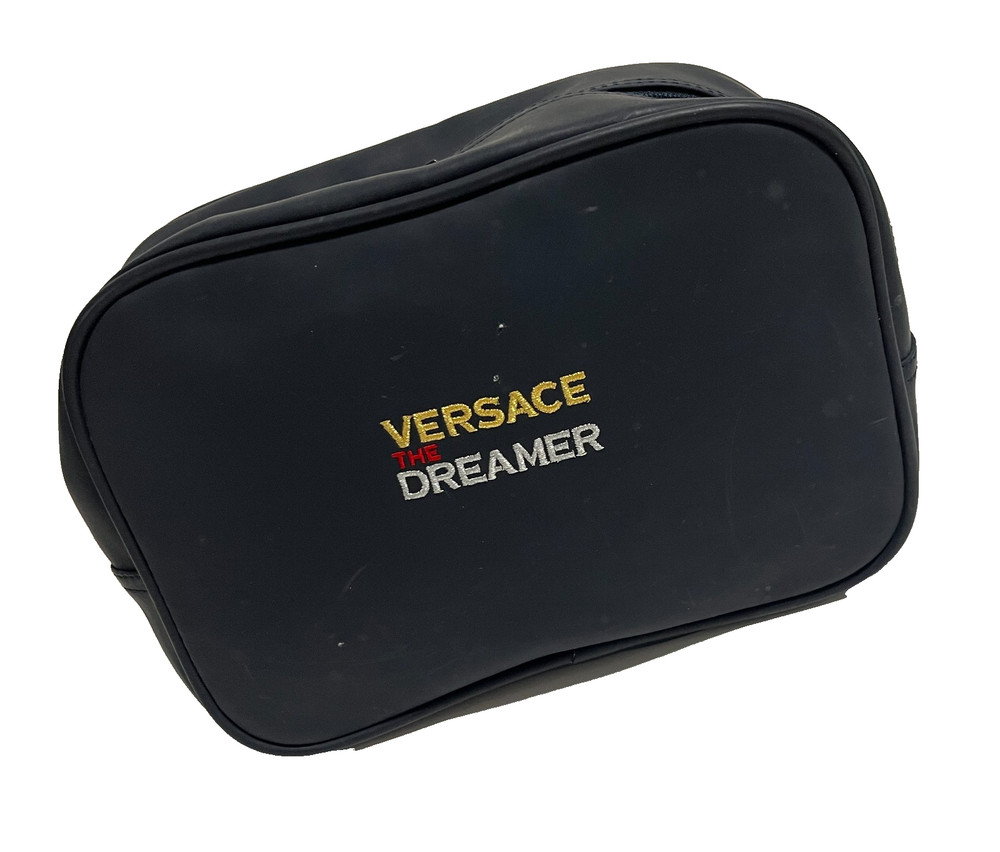 VERSACE The Dreamer Black Toiletries Travel Bag Double Zipper Shaving Kit Pouch