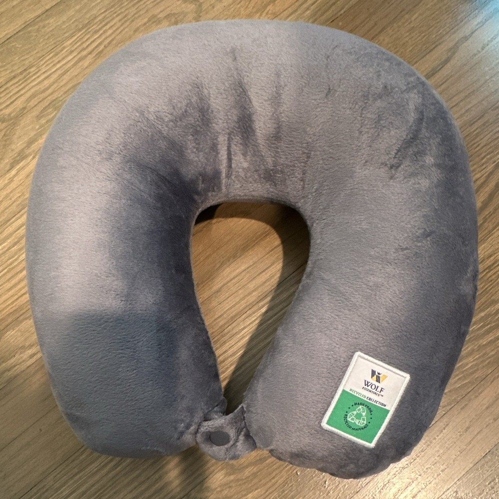 WOLF Essentials Gray Neck Travel Pillow Recycled Polyester Fiber
