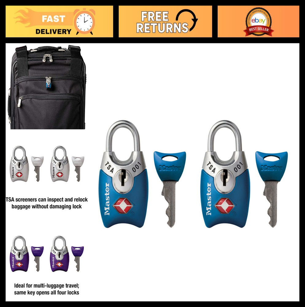 TSA Approved Keyed Lock 2 Pack – Travel Security Locks, Colors Vary, Durable Des