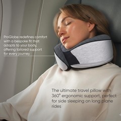 Almohada De Viaje Con Soporte De Cabeza Y Mascara De Ojos 3D Color Gris
