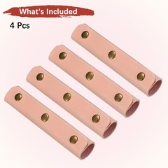4PCS Leather Handle Wrap with 3 Metal Clasps for Suitcases,Peach Pink