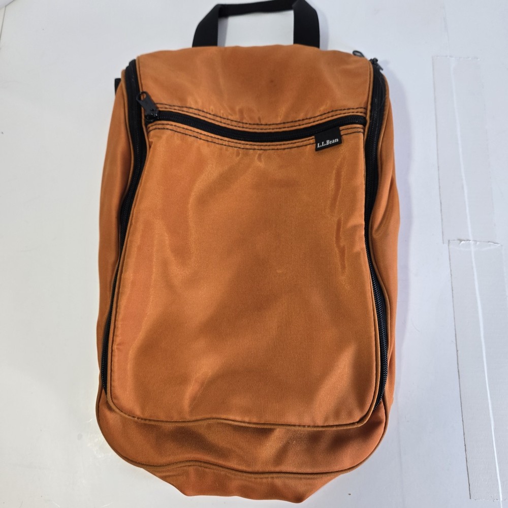 Vintage LL Bean Rare Orange Hanging Nylon Travel Toiletry Bag Personal Organizer
