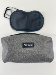 TUMI for Delta Airlines gray mini travel pouch cosmetic case pencil bag 8x4x3”